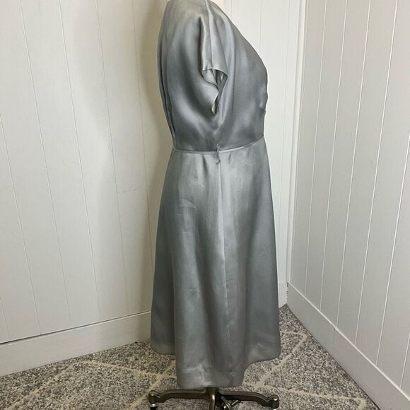 Brand New J. Crew Women’s 4 100% Silk Melanie Knee Length Dress Grey Wrap - Picture 4 of 15